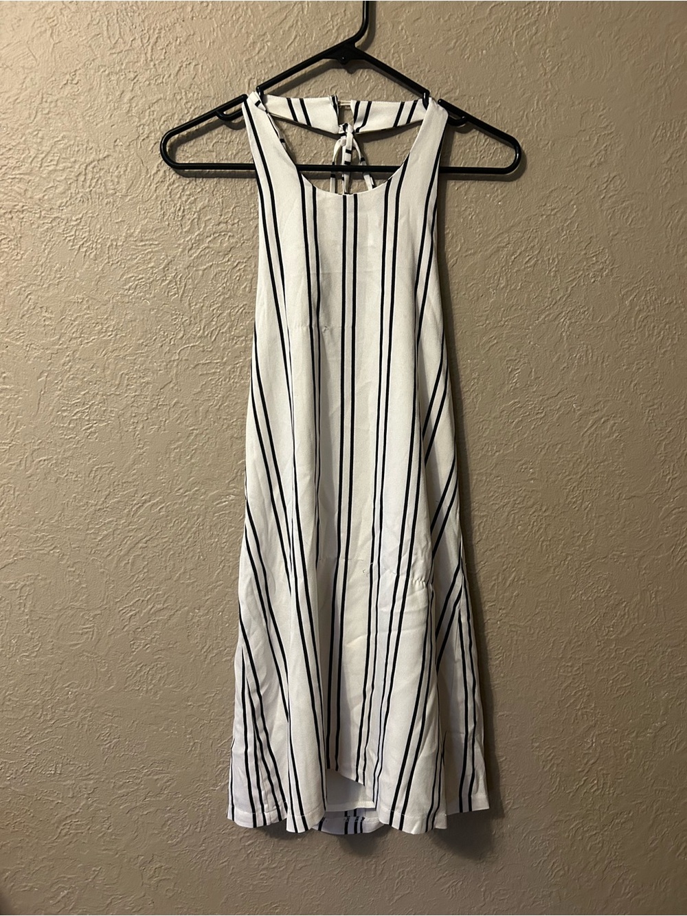Tobi White Dress with Black Vertical Stripes